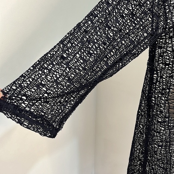 J Valdi Womens Swimsuit Cover Up Dress Mesh Sheer Open Knit Navy Blue Size XL - Picture 4 of 13